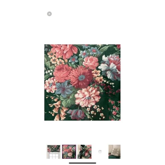 Vintage Croscill Granada Curtain Valance 18" x 90" Green Pink Roses Floral - Picture 9 of 11